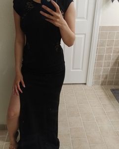 Asos lace cutout long black dress